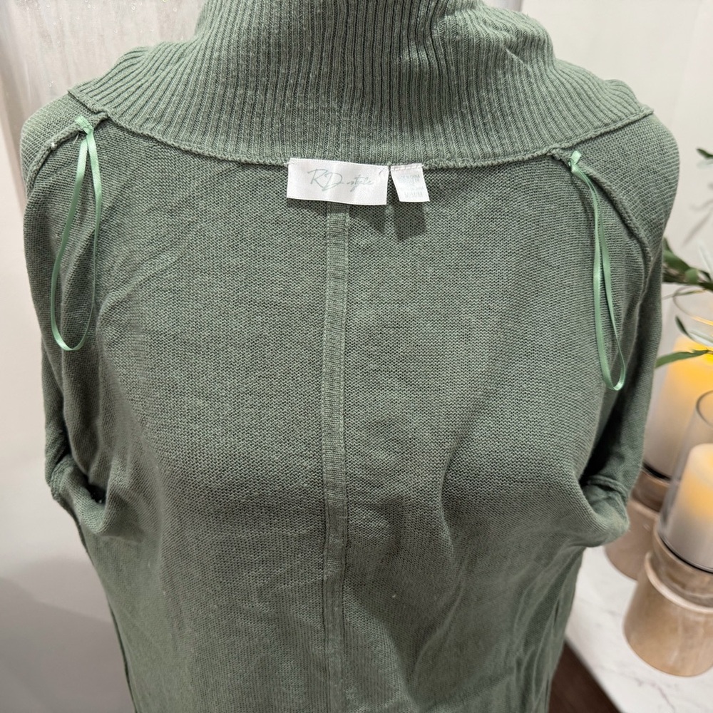 RD Style Women's Olive Green Open Front Cardigan Sweater - Picture 5 of 8